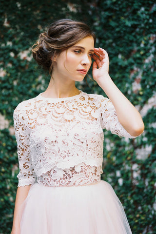 guipure lace top tulle dress Guipure Lace Tulle Dress with Velvet Trims